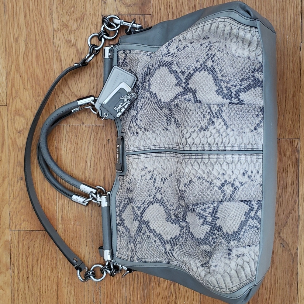 Coach Madison Pinnacle Embossed Python Leather Gray Tote